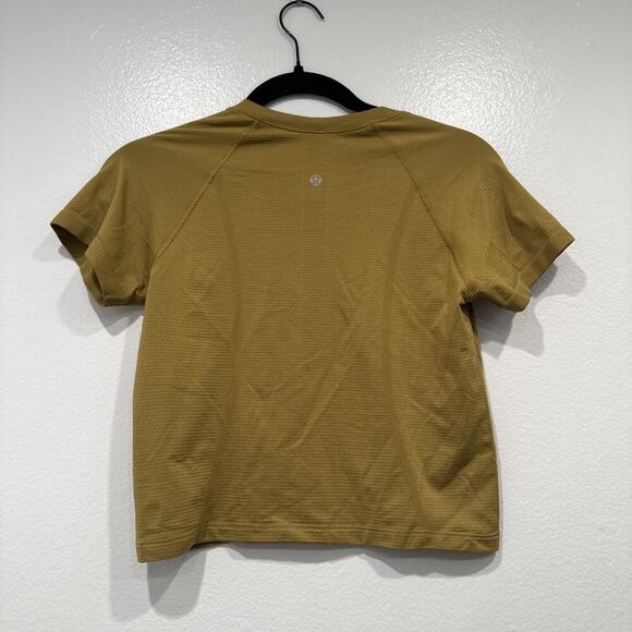 Lululemon Cropped Swiftly Top Women’s Short Sleeve Run Gym Gold Brown Color - Picture 4 of 4